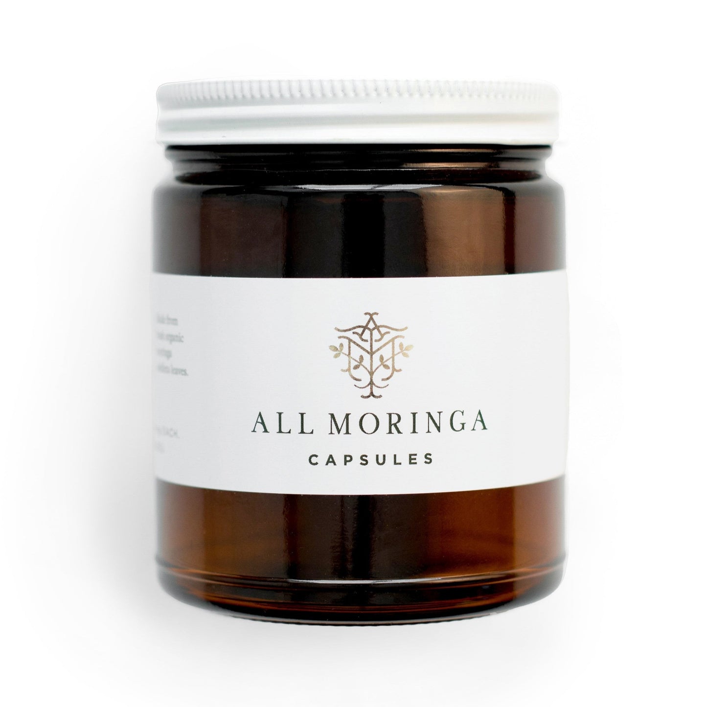 Premium Organic Moringa leaf Powder Supplements in Vegan Capsules 120ct in a Glass Jar. Non-GMO, Complete Green Superfood
