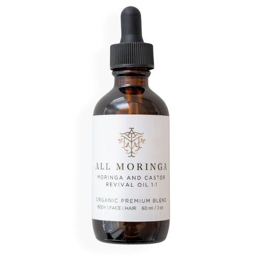 Premium Moringa & Castor Revival Oil with Vitamin E Cold Pressed Organic for Face, Body and Hair 2 oz-0